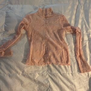 Free People Pink Lace Blouse